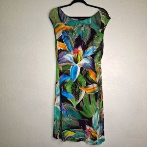 Cartise Women's Floral Hawaiian Cotton Blend Sleeveless Sheath Dress Size 10